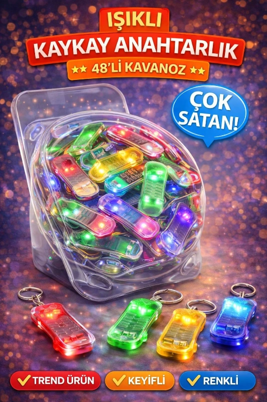 IŞIKLI KAYKAY ANAHTARLIK / 48Lİ KAVANOZ